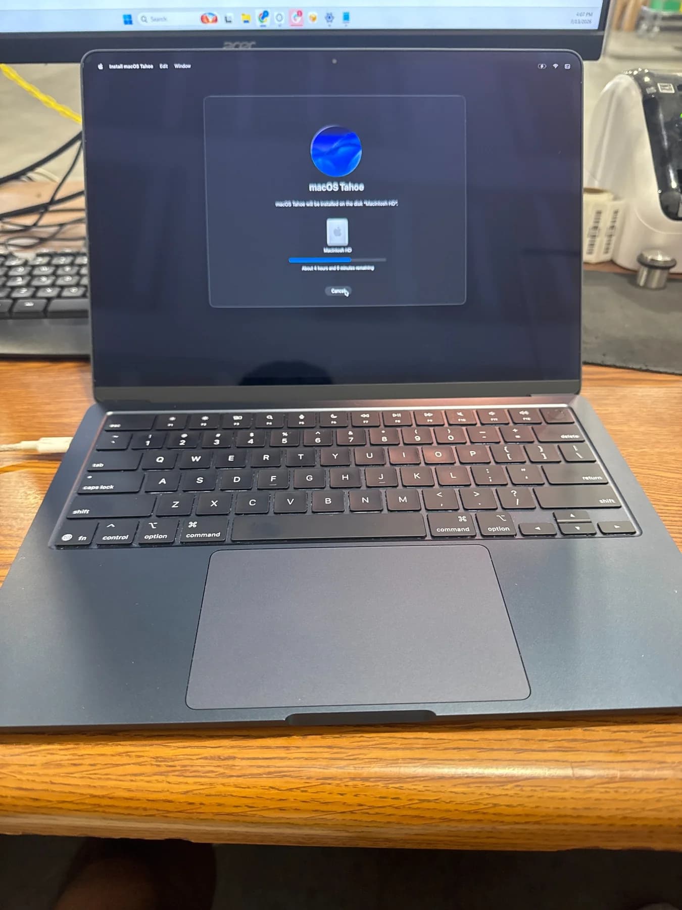 A MacBook being wiped and prepared with macOS